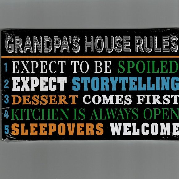 Man Cave Wood Sign Wall Plaque Dad Fathers Day X-Mas Gift Grandpas House Rules - Picture 2 of 2